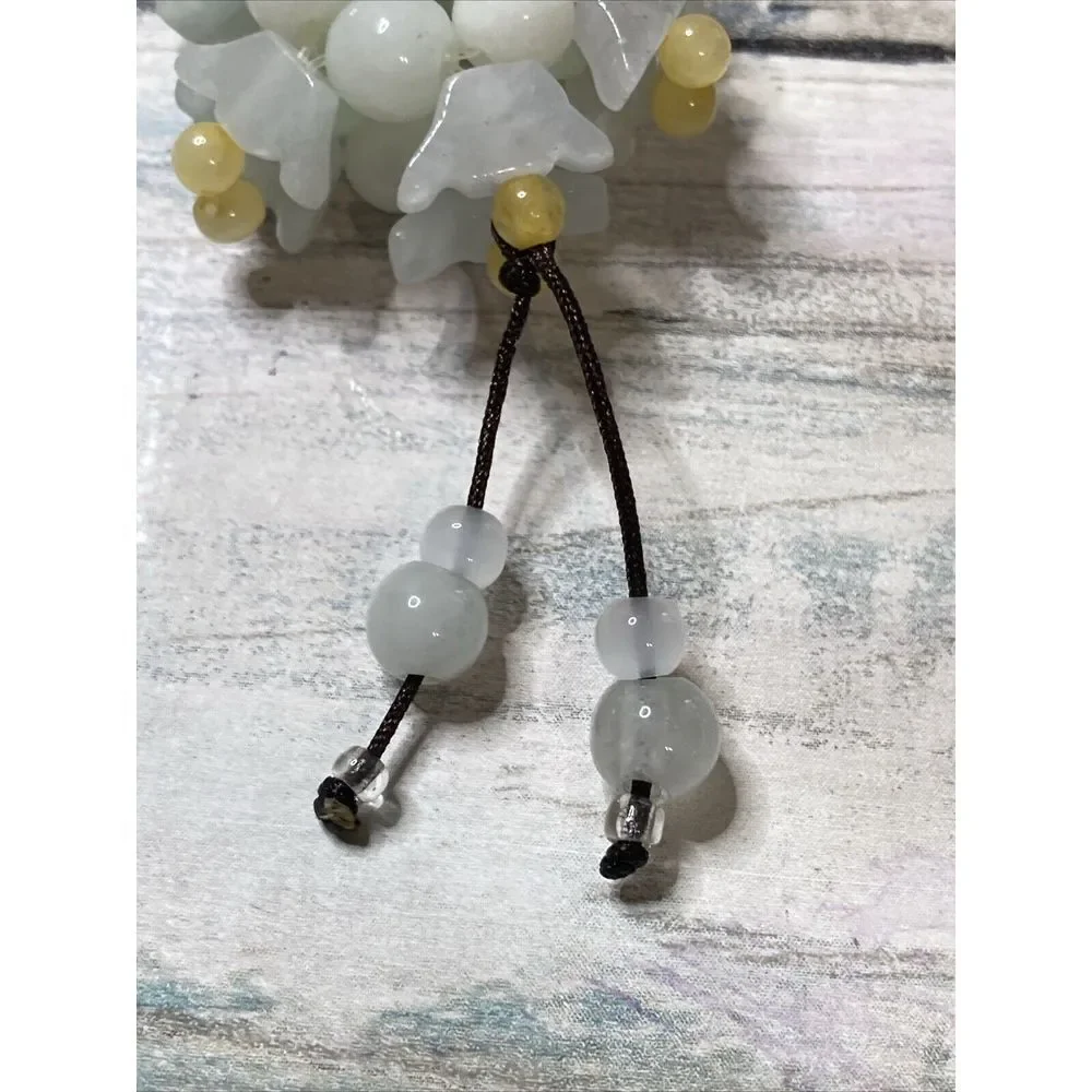 Jade Jadeite Beads Adjustable white Brown Yellow‎ NWOT 24